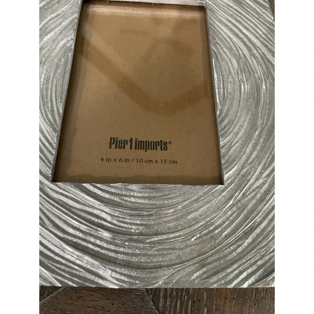 Vtg Pier 1 Contemporary Pewter Swirl Picture‎ Frame 7.5x9.5